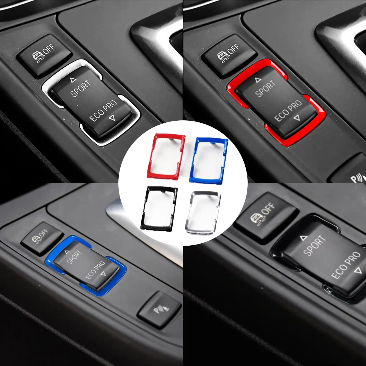 Image of Für BMW 1 2 3 4 Serie F20 F22 F30 F34 F32 F36 Auto Mittelkonsole Sport Eco Pro Fahrmodus-Schalterabdeckung & Tastenrahmen Ersatz