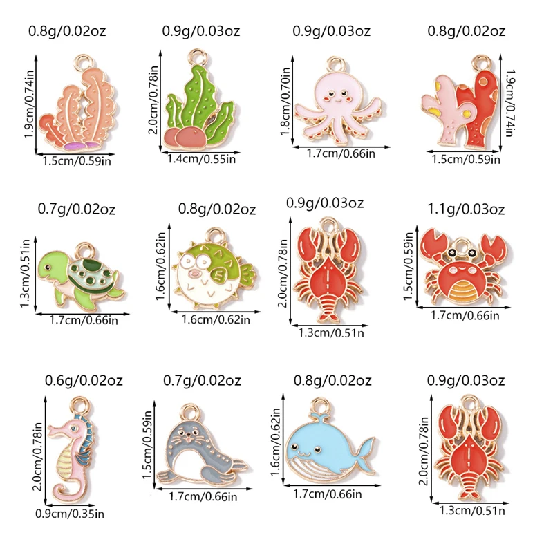 20 Stück niedliche Anhänger mit Meeresmotiven, Emaille-Schildkröten-, Krabben- und Hummer-Anhänger für die Schmuckherstellung, Ohrringe, Halsketten, Bastelbedarf für DIY-Projekte. – Detail 1