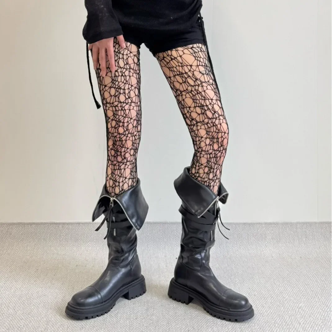 Frühling Sommer Strukturierte Gestrickte Fischernetz Socken Anti Snag Y2K Sexy Würzige Spinne Web Basis Strumpfhosen Dünne Sommer Socken
