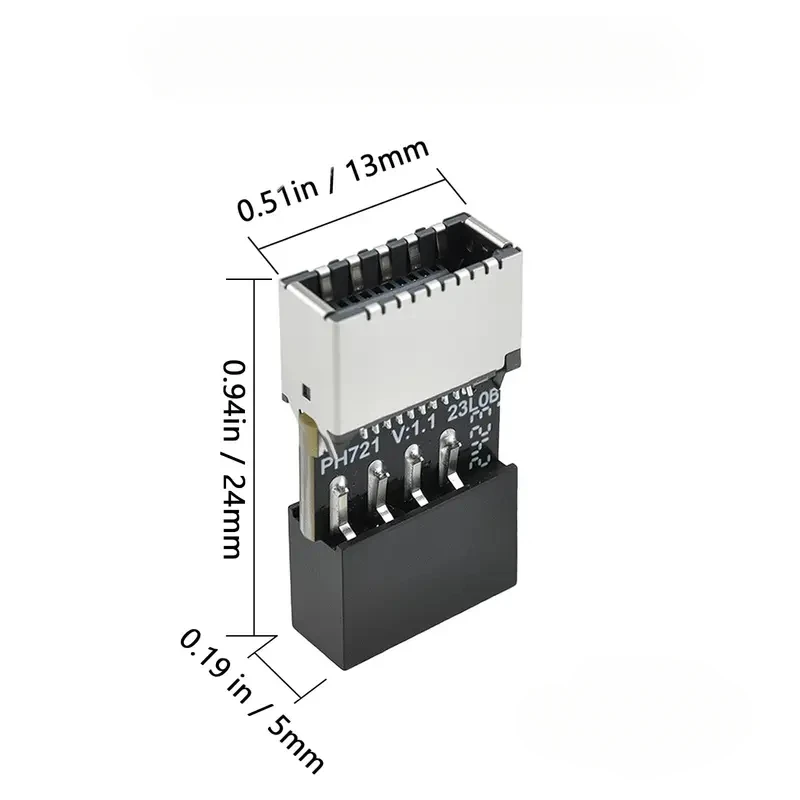 Motherboard USB 2.0 9-Pin to USB C Type-E Front Panel Header Key-A Socket to 9Pin Connector Extension Adapter for Desktop PC