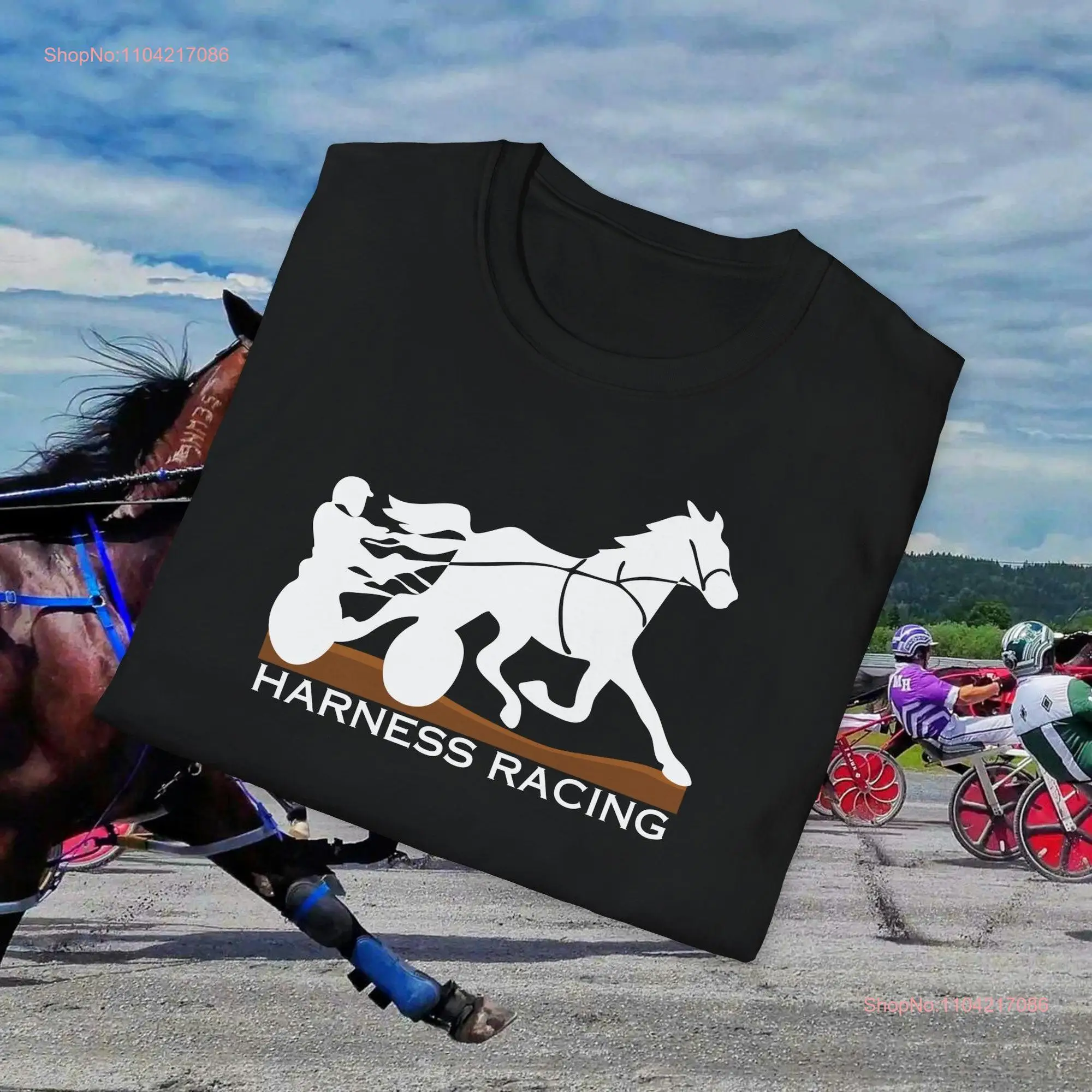 Harness Racing T Shirt horse races beautiful and driver silhouette long or short sleeves