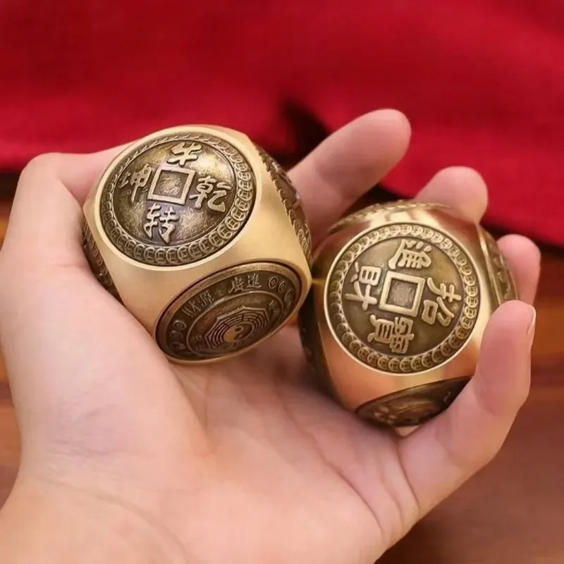1pc Fidget Ornament Rotating Six Face Lucky Coin Spinner Stress Anxiety Relief Sensory Focus Tool Holiday Birthday  Gift