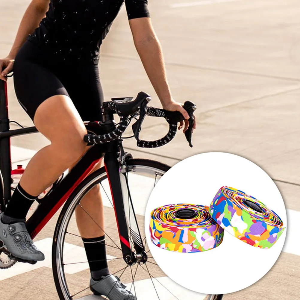 

1 Pair Bike Handlebar Tape Shock Absorbing Durable Anti-Skid Wrap Stylish Pattern Synthetic Sponge Material Handlebar Straps