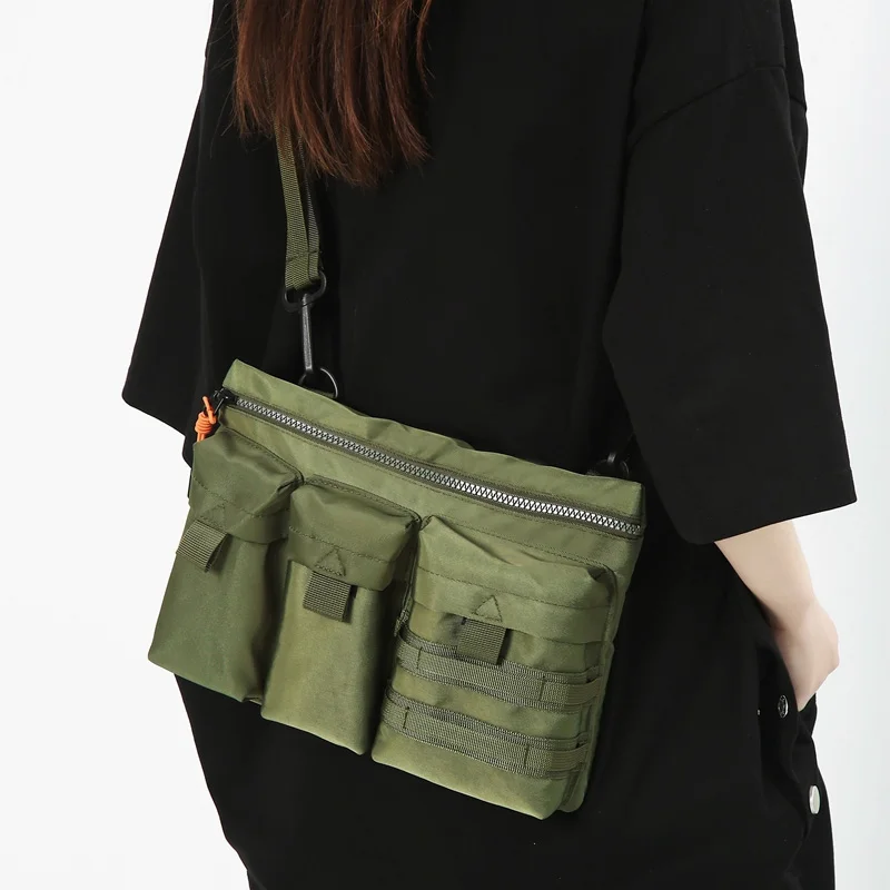 Streetwear Unisex Nylon Tactical Messenger Bags Casual Bullet Bessenger Bag Hip Hop Vest Bag Function Tactics Phone Shoulder Bag