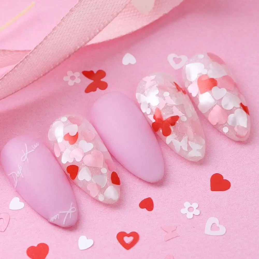 Decoraciones de pestañas postizas, suministros de Arte de uñas con lentejuelas de corazón, adornos de manicura, flores, accesorios para uñas, dijes para uñas DIY