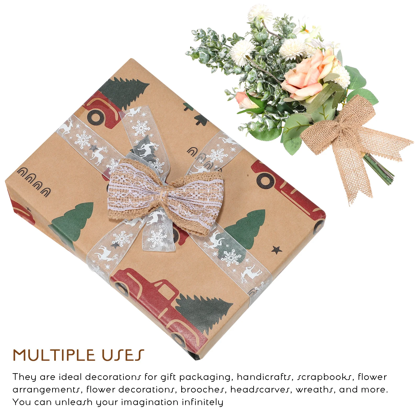 

20 Pcs Holiday Bows Sackcloth Decoration Rustic Wedding Decorations Mini Ribbons