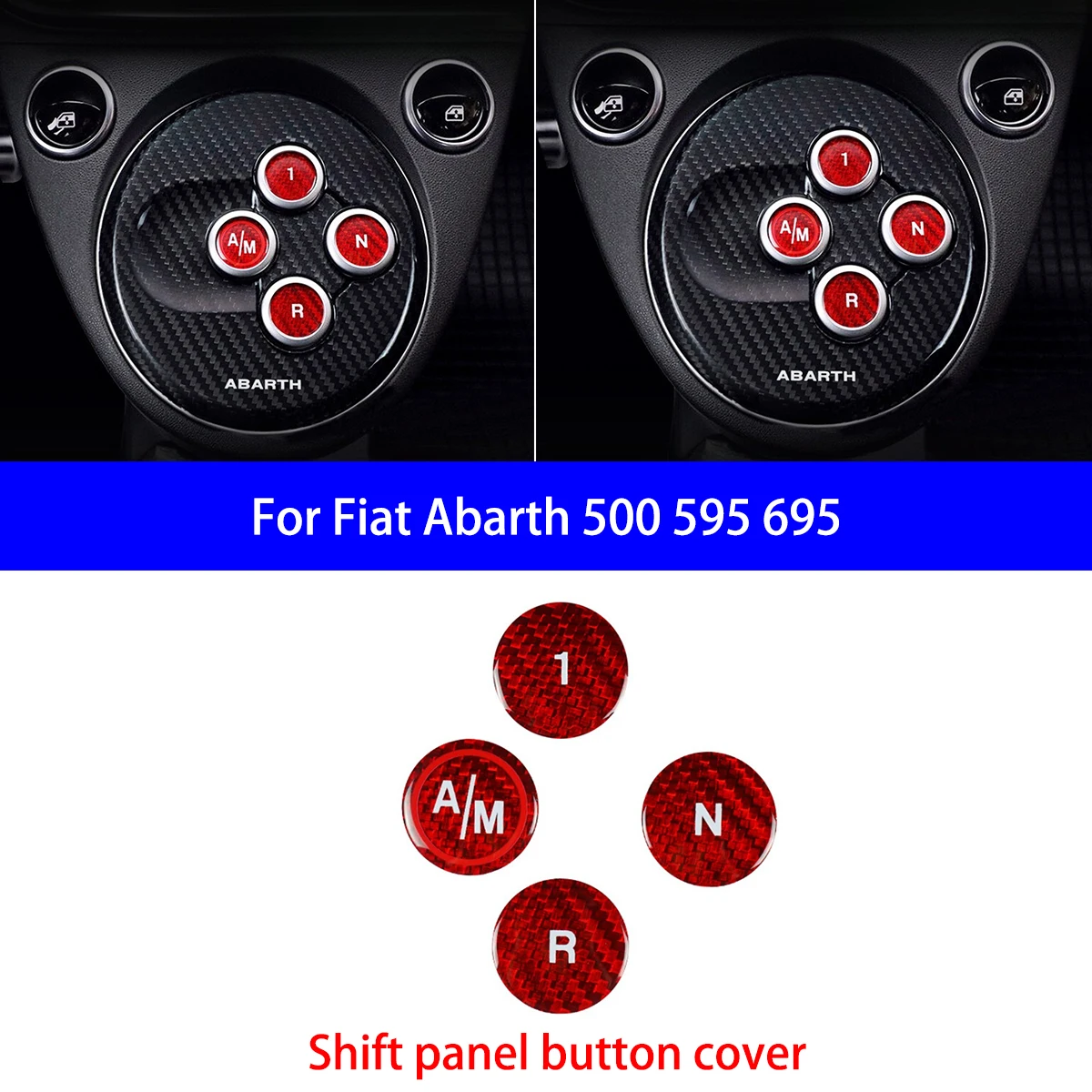 For Fiat ABARTH 500 595 695 Dry Carbon Fiber Handbrake Cover/gear Shift Panel/cup Holder/shift Panel Button Cover Interior Parts view 5