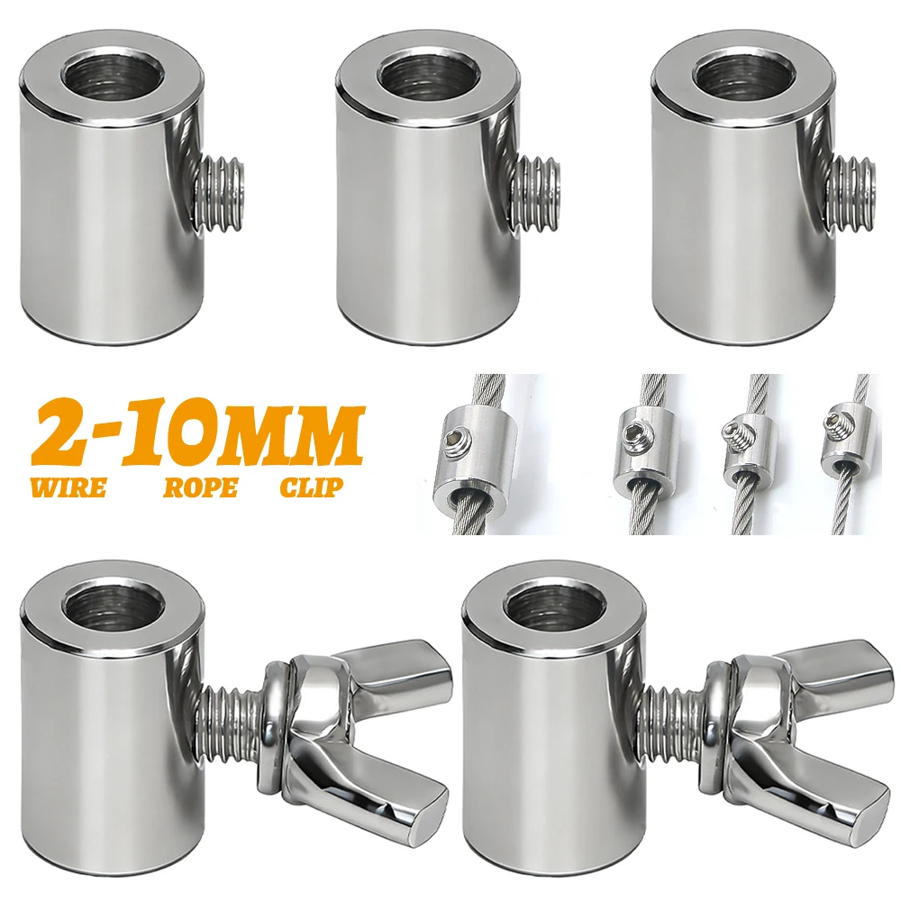 คลิปหนีบลวดสลิงสแตนเลส 304 ขนาด 2-10 มม. - สกรูหกเหลี่ยม (ประแจ) และตัวล็อคแบบผีเสื้อ ตัวล็อคเดี่ยว/คู่ สำหรับงานยกและรอก