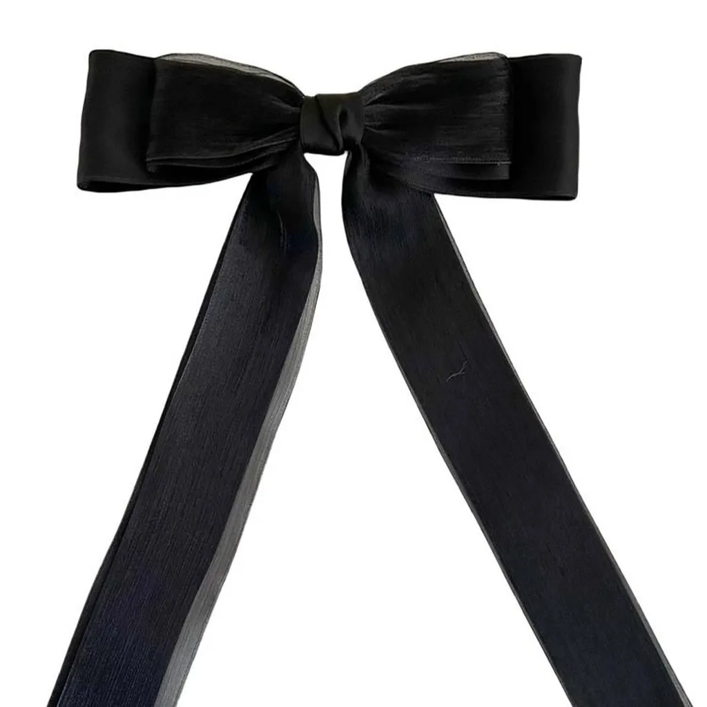 Elegant Bow Ribbon Hair Clips Solid Color Bow Spring Clips For Women Girls Exquisite Large Hairpins Temperament Hair Accessories