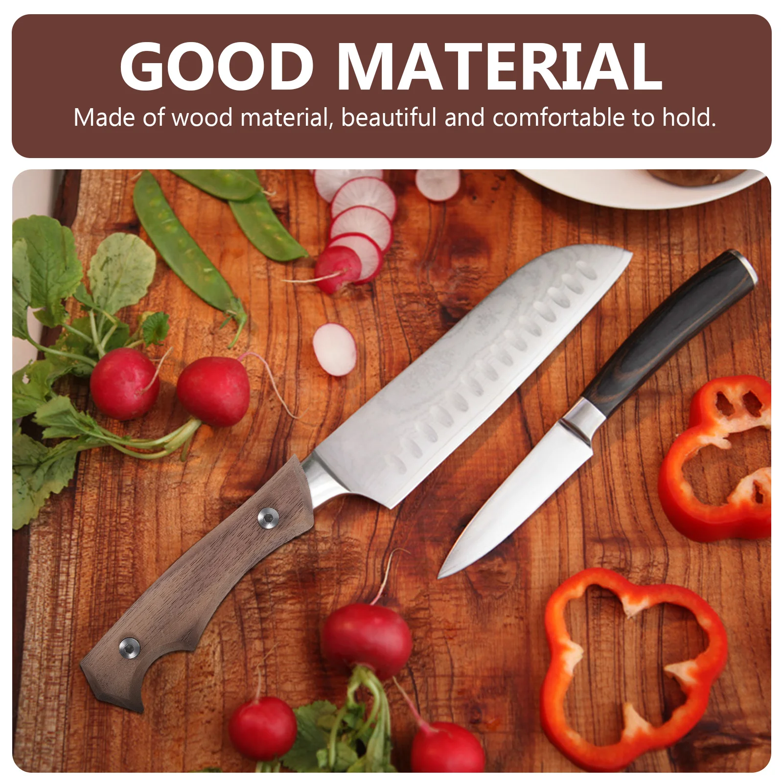 مقبض سكين من خشب الزان بديل من الخشب الصلب ومضاد للانزلاق ومقبض سكين المطبخ المريح وقبضة أدوات المطبخ #3