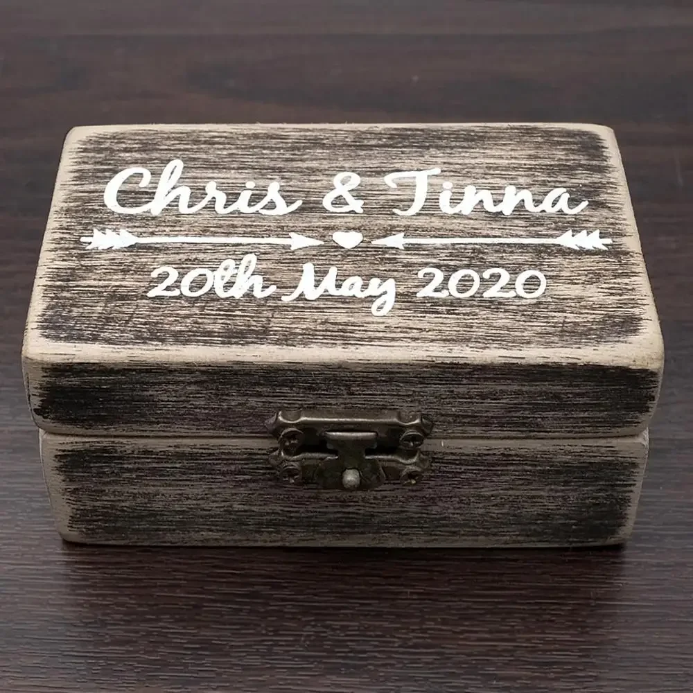 

Personalized Wedding Ring Bearer Box Custom Wedding Ring Holder Proposal Ring Box Rustic Wooden Jewelry Holder Engagement Gift