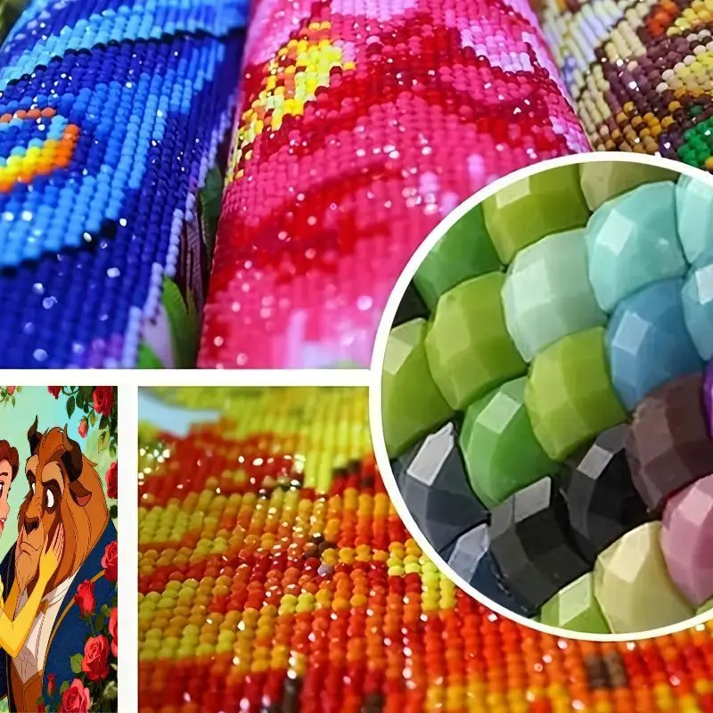 1 шт., комплект алмазной живописи «Принцесса Диснея Белль и чудовище» 5D «сделай сам», романтическая сказочная пара, кристаллы и стразы, вышивка