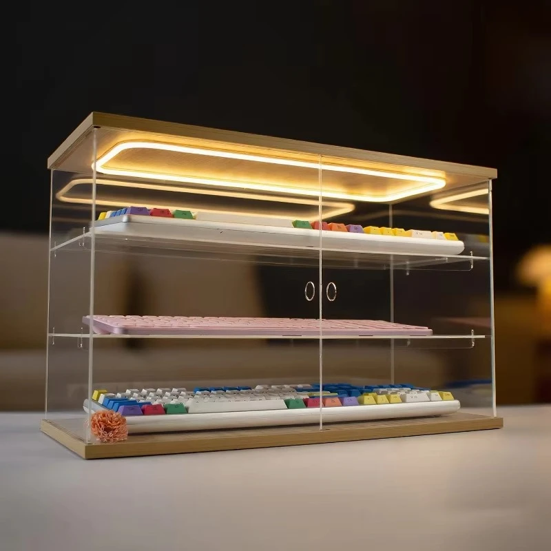 Dustproof Keyboard Display Storage Rack, Solid Acrylic Keyboard Display Case, Mechanical Keyboard Holder File Storage Cabinet