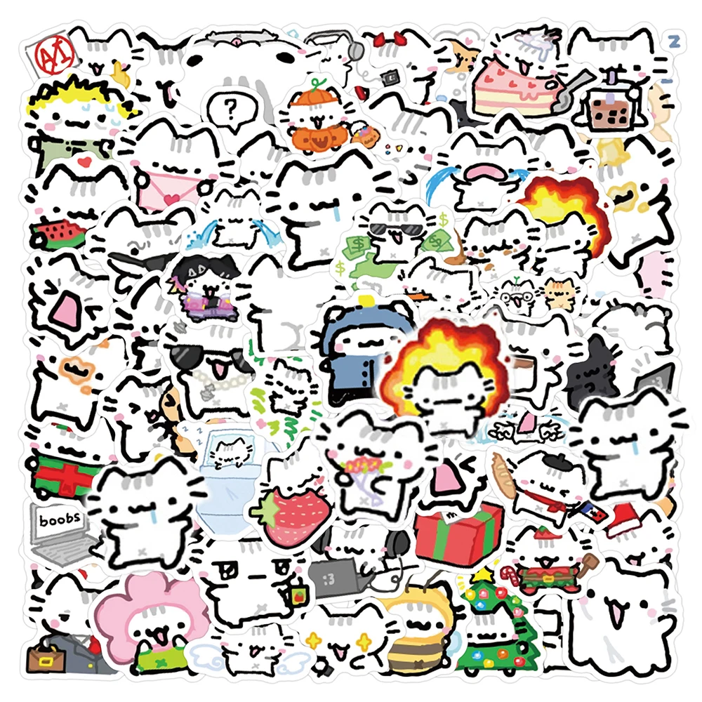 10/30/90 Stück Niedliche Kreative Linien-Katzen-Graffiti-Aufkleber Cartoon-Sticker DIY Gepäck Scrapbook Gitarre Lustige Kätzchen-Aufkleber Spielzeug