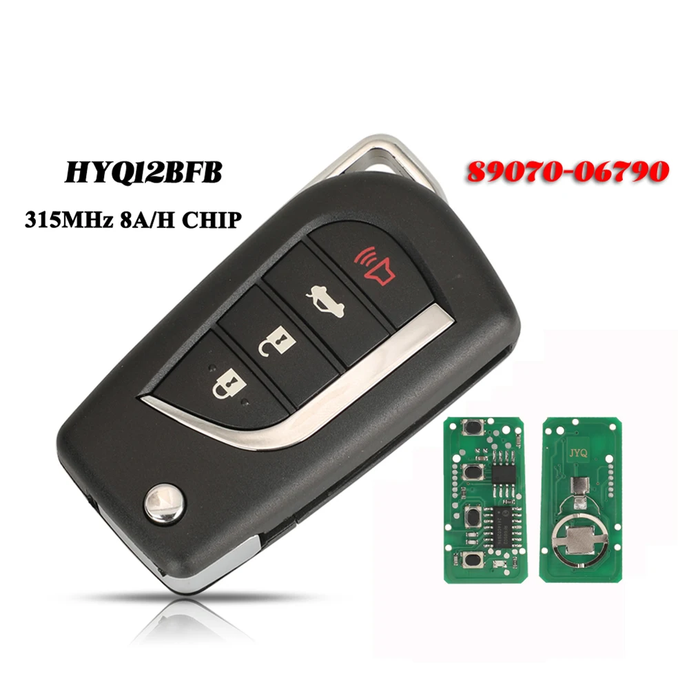 

jingyuqin 3+1 Buttons HYQ12BFB for Toyota Camry 2018+ Flip Remote Car Key 315MHz H-8A Chip 89070-06790 TOY48 Blade Fob