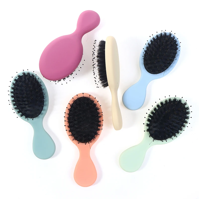 1PC Oval Boar Bristle & Nylon Hair Comb Mini Anti-static Hair Scalp Massage Comb Hairbrush Salon Hair Care Brush Styling Tool