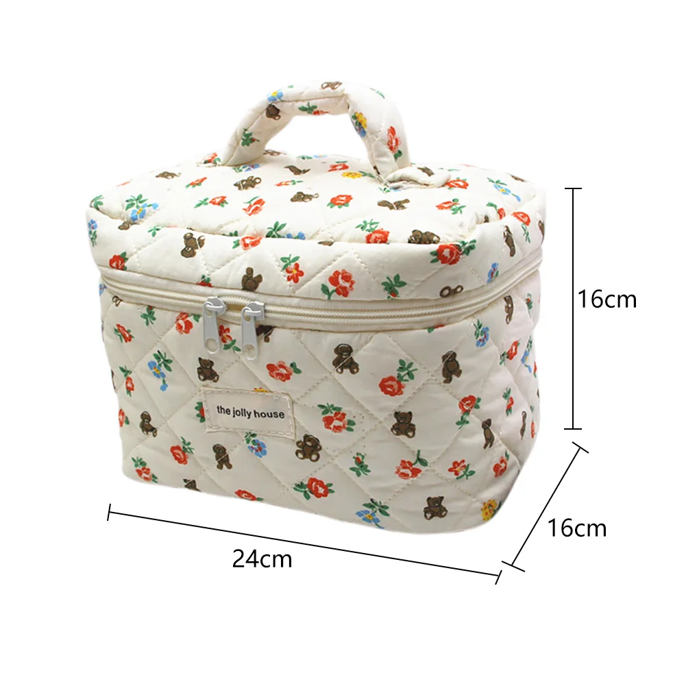 Borsa portaoggetti estetica da donna custodia cosmetica floreale giapponese borsa da viaggio in cotone trapuntato da donna borsa da viaggio grande