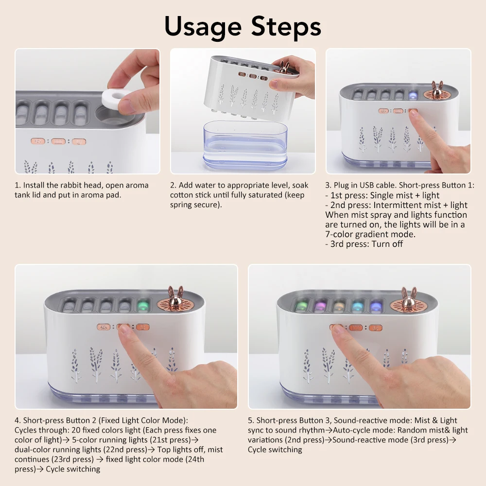 Luftbefeuchter für Zuhause, kühler Nebel, Desktop-Luftbefeuchter mit 7-Farben-Licht, verstellbarer Aromatherapie-Öl-Diffusor für trockene Winterluft