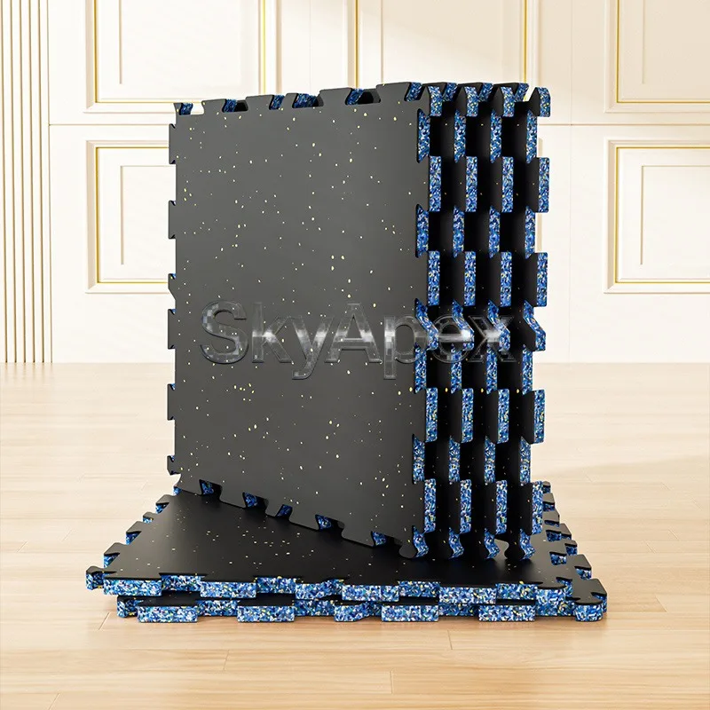 Non-slip interlocking rubber floor tiles 15mm sound insulation puzzle gym floor double-layer shockproof and environmentally