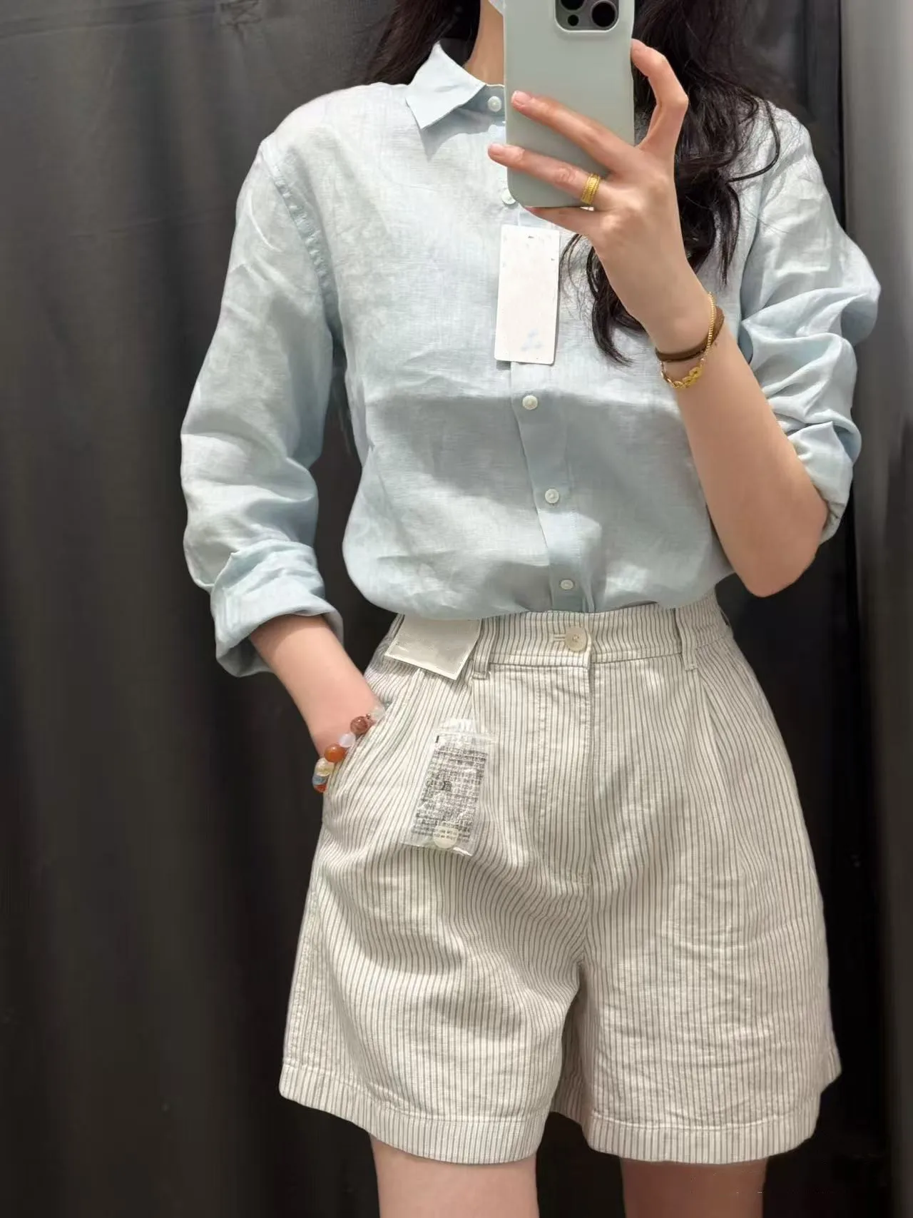 

Повседневные хлопковые льняные шорты в полоску, широкие брюки с высокой талией, прямой крой, летняя новинка, незаменимая вещь для подростков