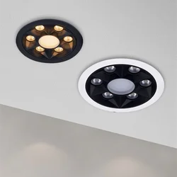 Circular household LED grille light living room aisle downlight no main light anti-glare, used for indoor lighting decoration