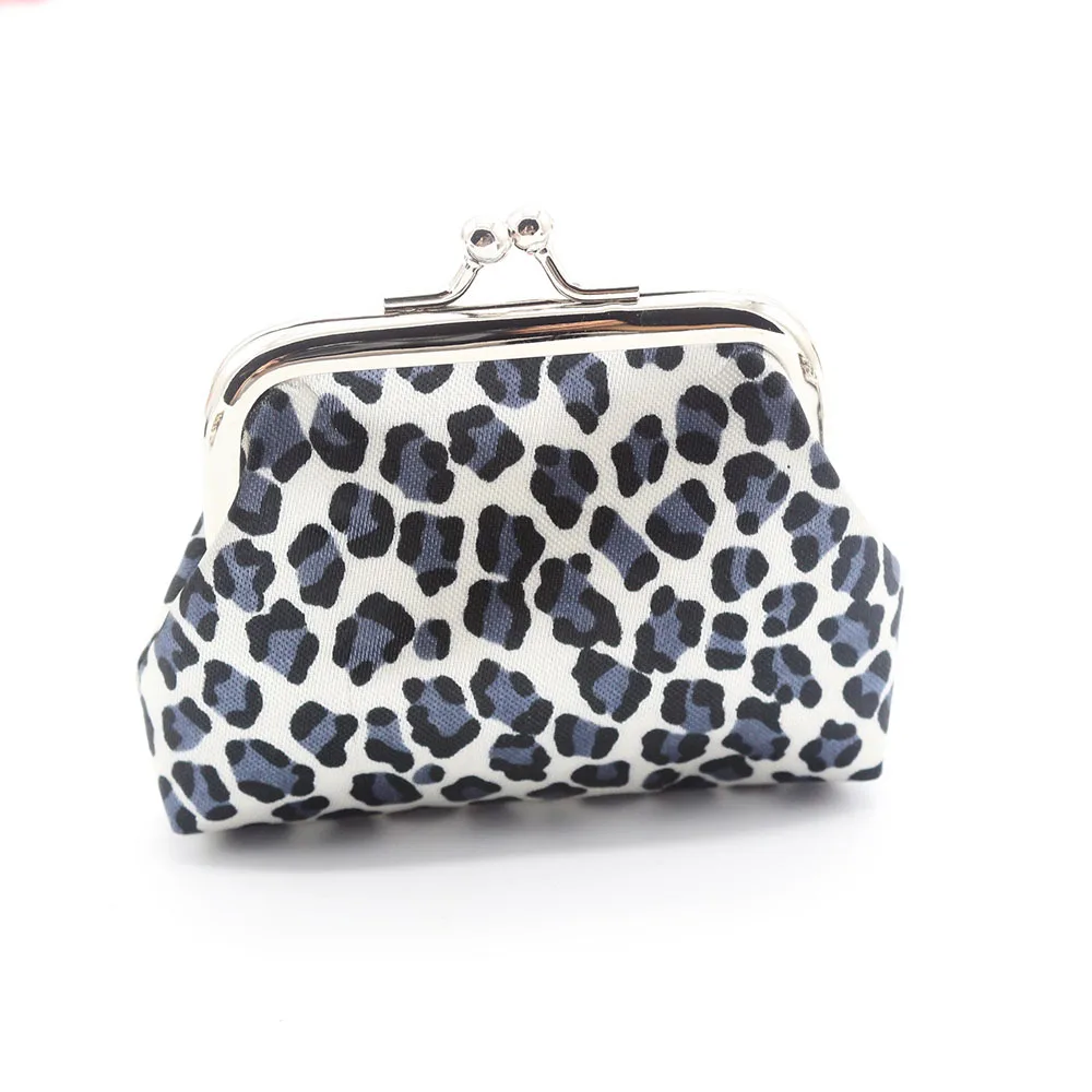 12pcs Short Coin Purse Retro Women Polyester Leopard Printing Shaped Multi Hasp Storage Bag Mix Color 9*7cm