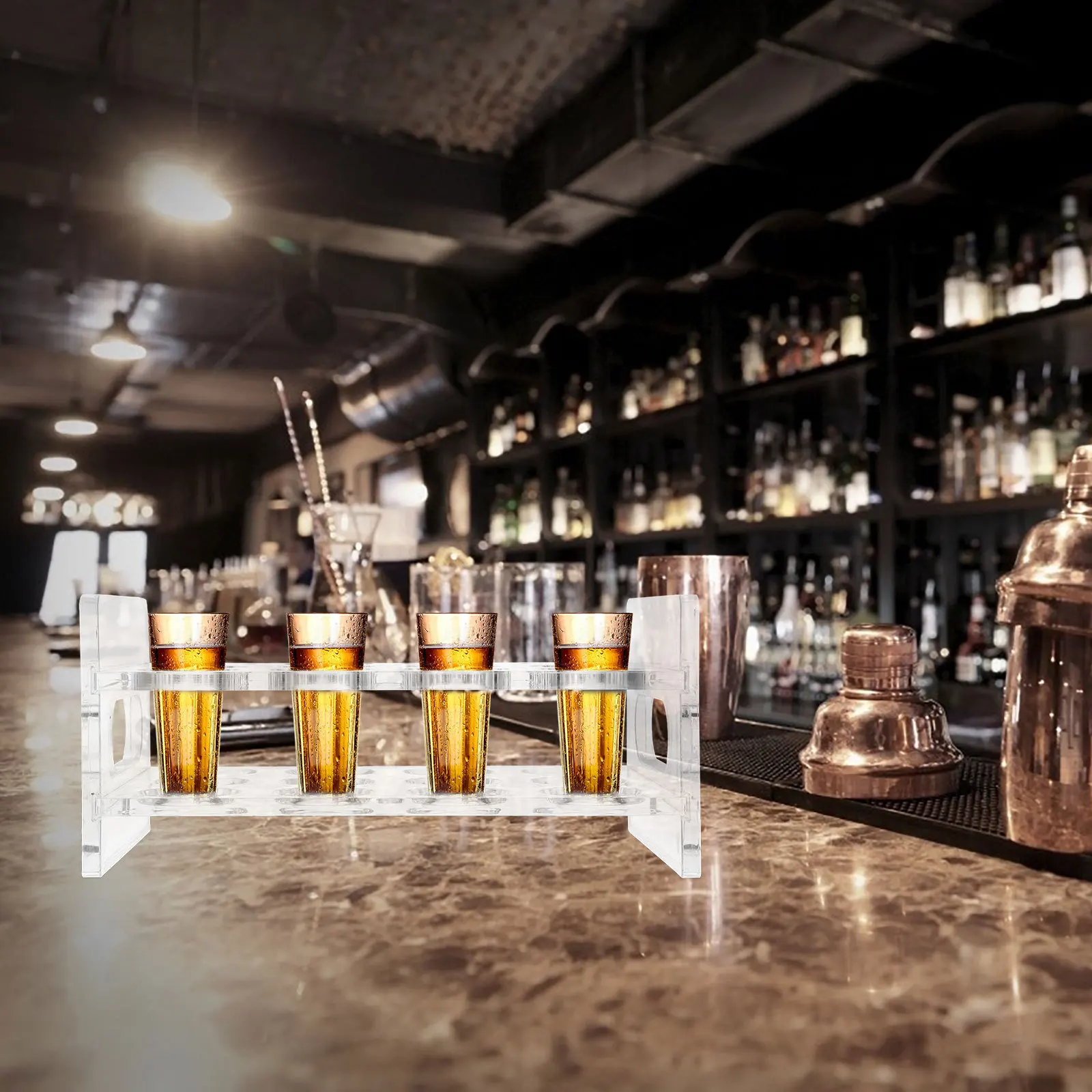 Soporte para copas de chupito acrílico con múltiples agujeros, organizador compacto para tazas de vino, estante para botellas para Bar, fiesta en casa, escritorio