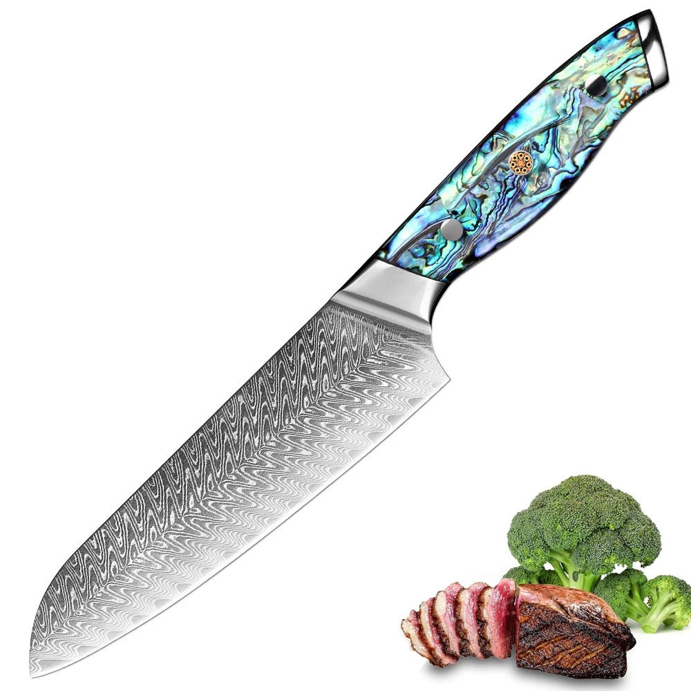 

Japanese Santoku Knife 7 Inch Damascus VG10 Steel Sharp Kitchen Knife Professional Chef's Knife Slicing Knife Ergonomic Handle