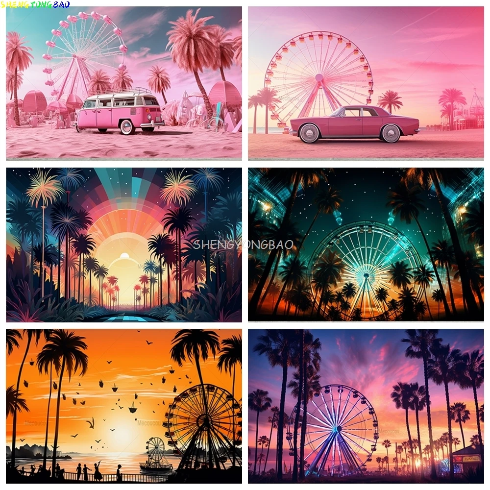

Amusement Park Carnival Photography Backdrops Amusement Park Ferris Wheel Children's Birthday Party Photo Background FH-01