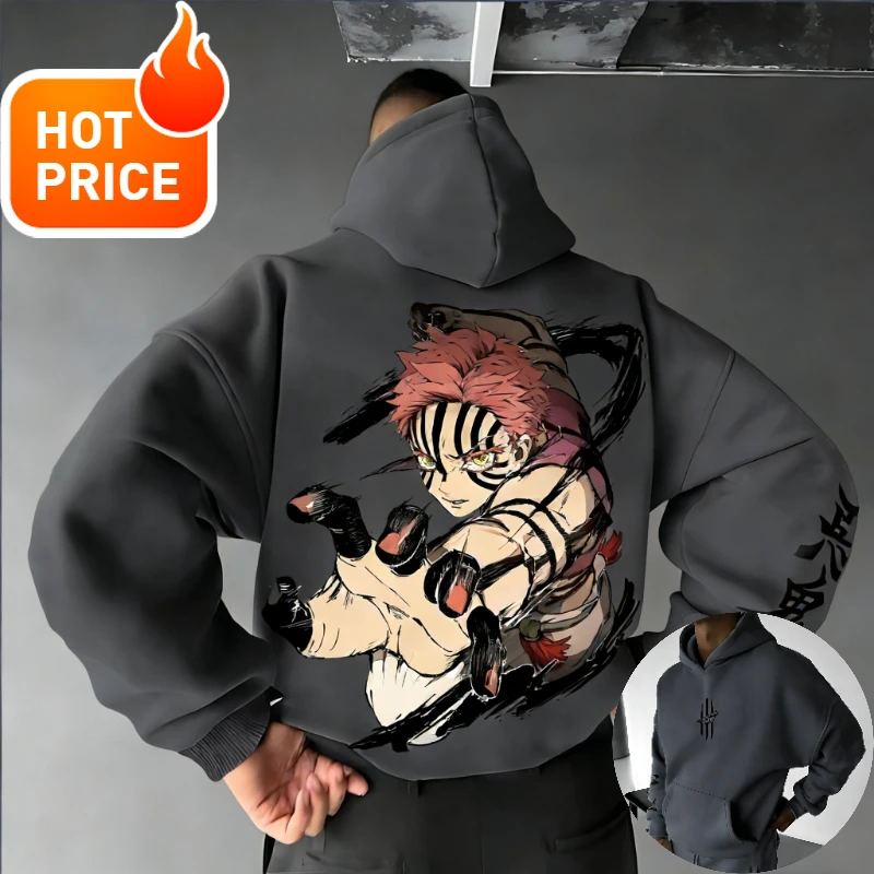Demon Slayer Akaza 2026 Streetwear Men Harajuku NEW Vintage Hoodie Winter Women Oversized Hooded Sweatshirt Long Sleeve Top Y2K view 6