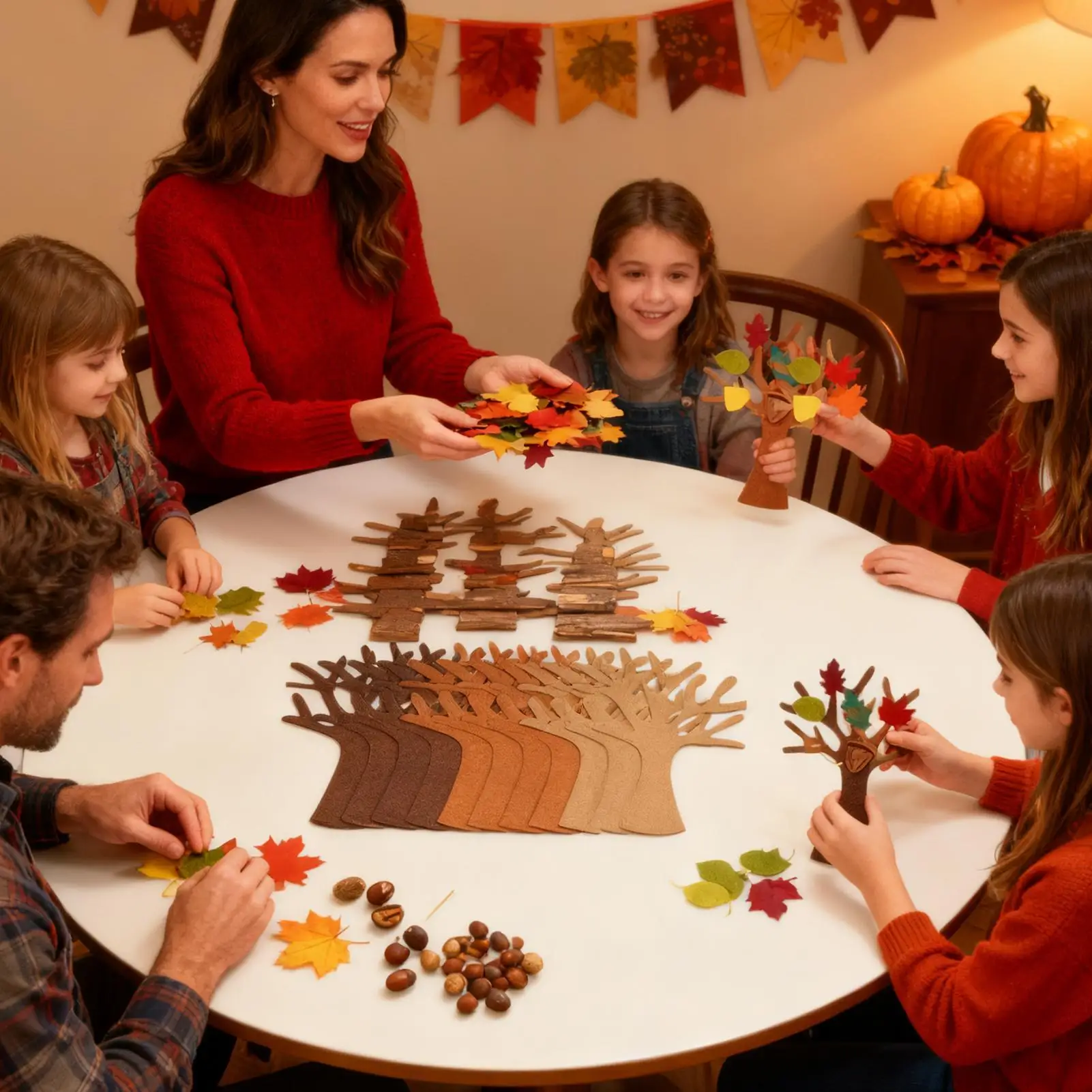 New 88Pcs DIY Felt Tree Handmade Crafts For Autumn Home Decoration Thanksgiving Party Gifts Christmas Wall Hanging Decor Supply
