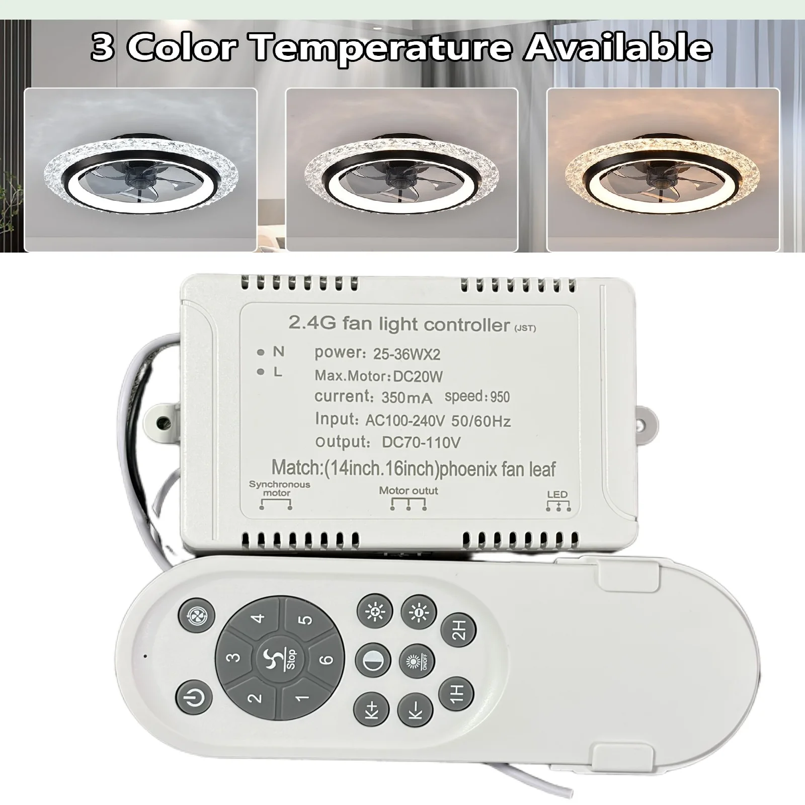 IRALAN Fan Led Driver AC100-240V Smart Remote Control Dimmable 6-speed Timing Lighting Electric Fan Transformer Easy To Install