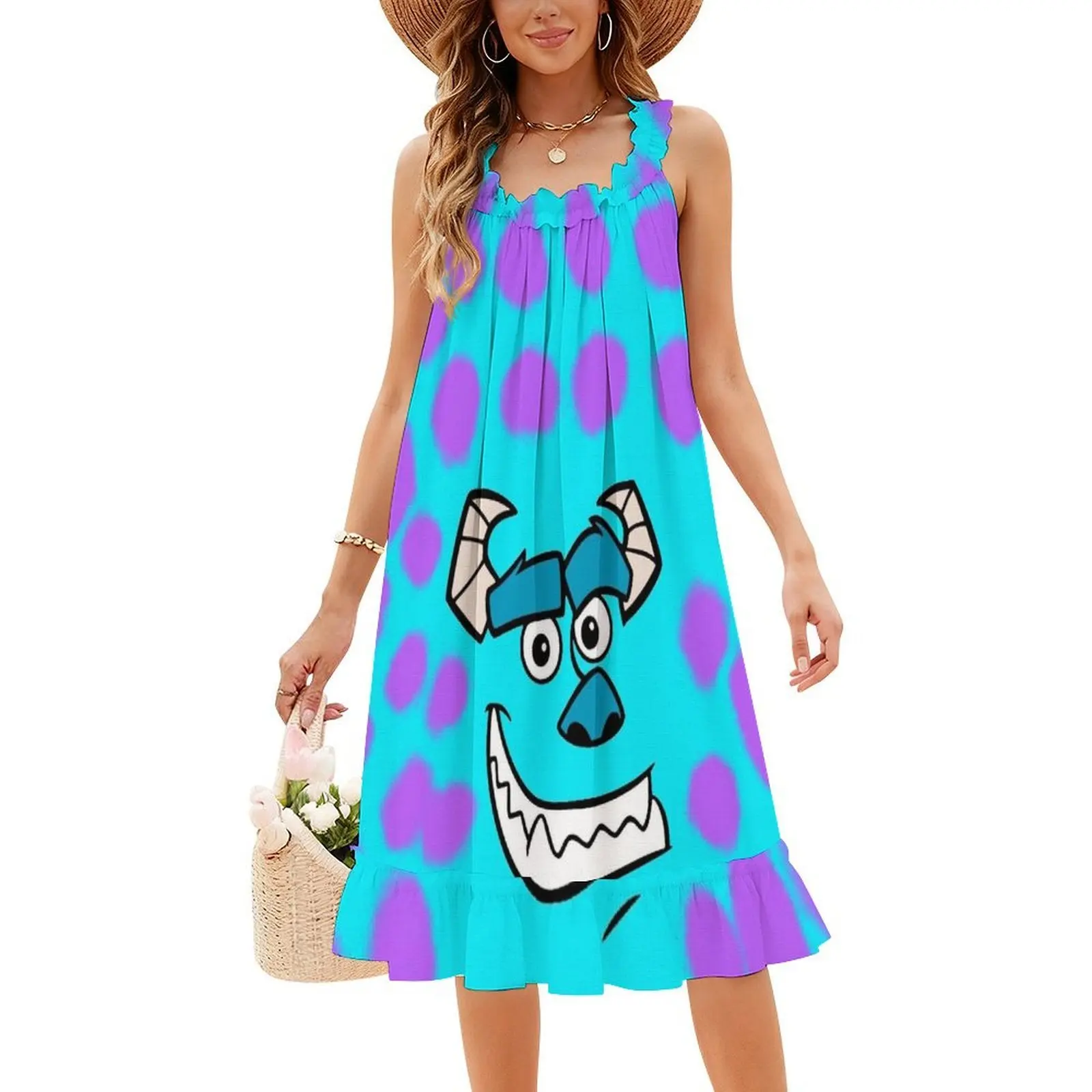 فستان Monsters Inc Sully Floral Smock للنساء للربيع والصيف فستان كاجوال للحفلات Monsters Inc Sully Society Artist Womens #4