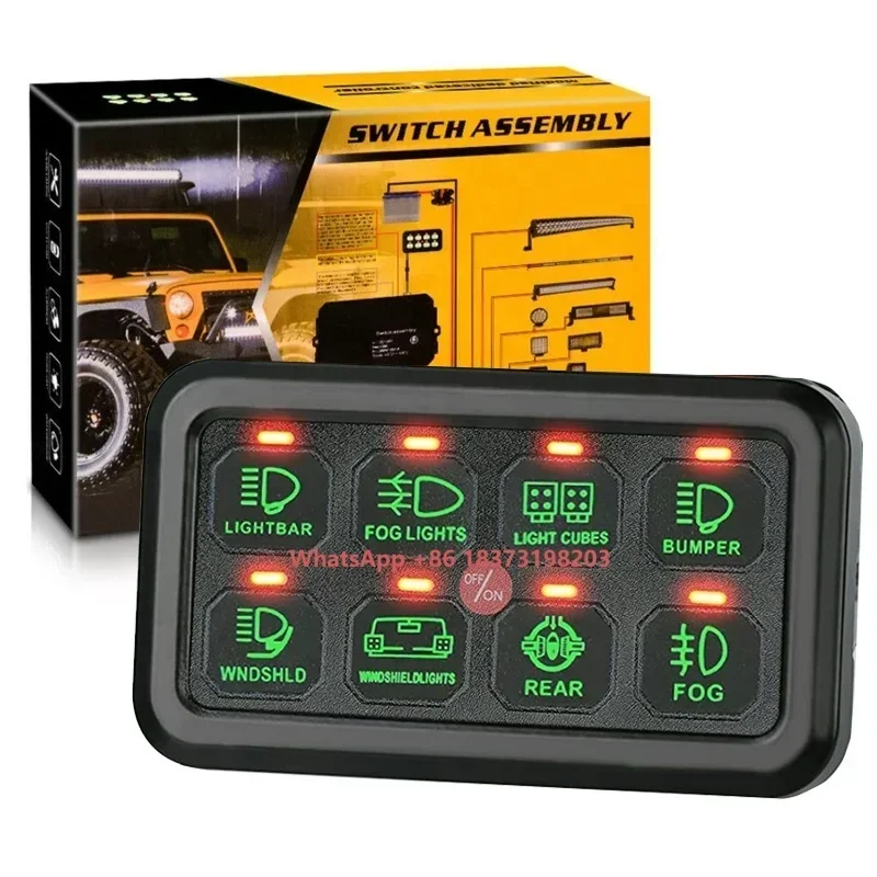 

8 Gang 12V Rocker Switch Panel Control Box for Marine Off-Road Auto Powersports