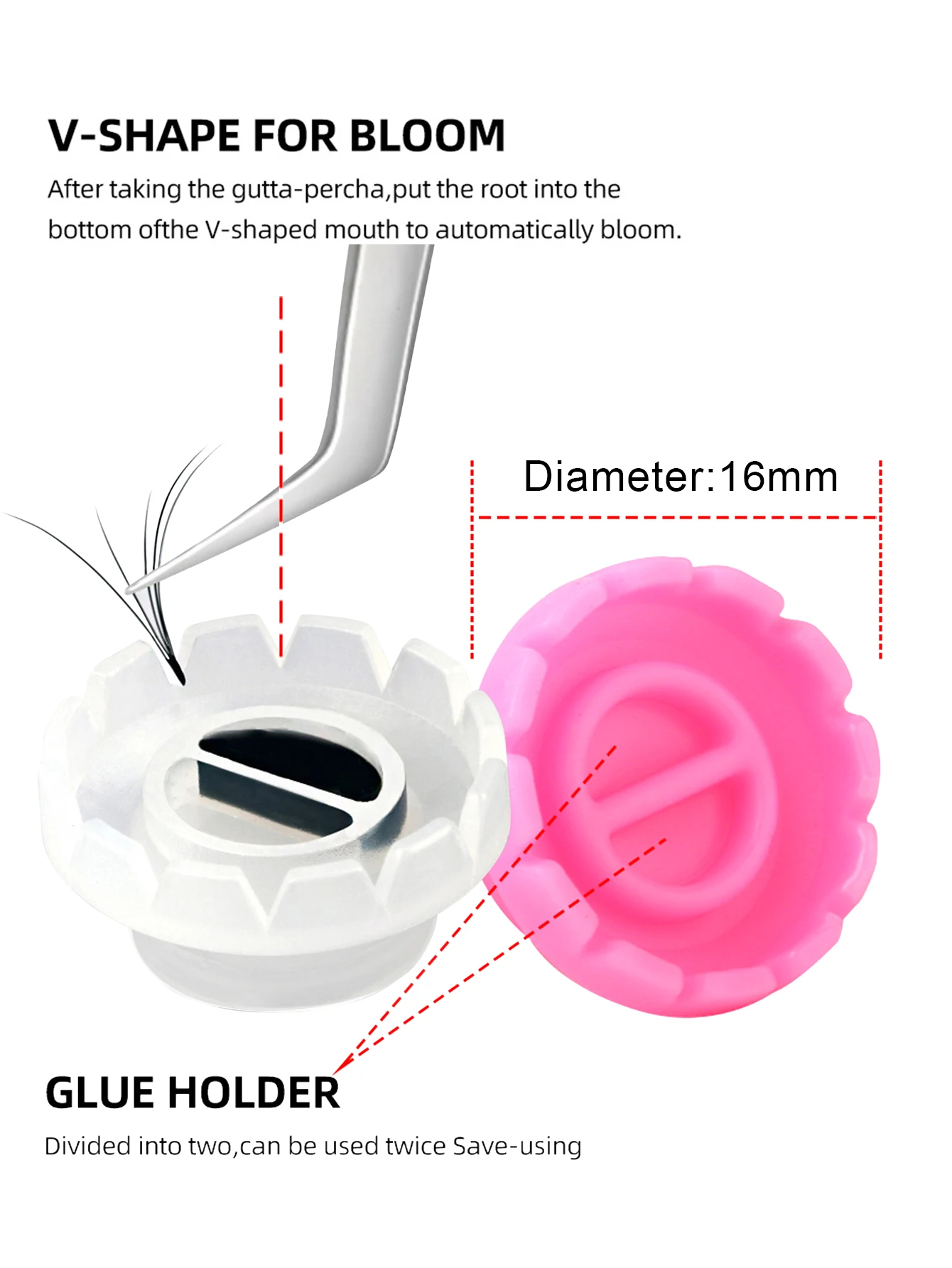 100Pcs Disposable Eyelash Glue Holder Grafting Eyelashes Blossom Cup Ring Container Eyelash Extension Adhesive Stand Tool