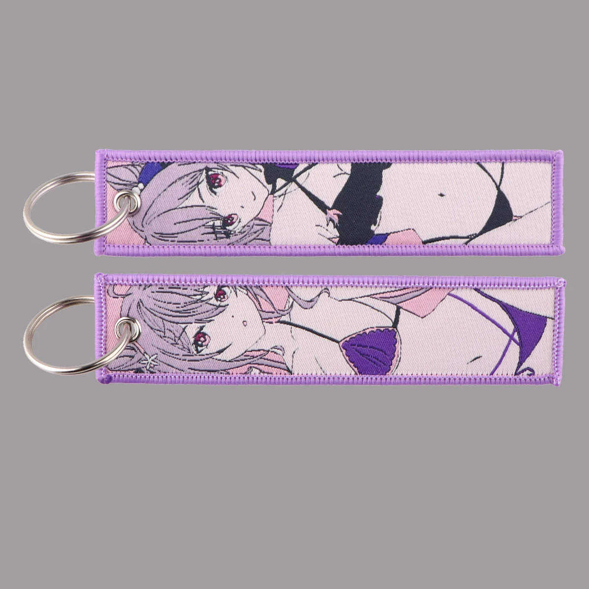 

1PCS Anime Girl Embroidery Keychain for Motorcycles Cars Key Fobs Holder Key Tag Key Ring Backpack Accessories Jewelry Gifts