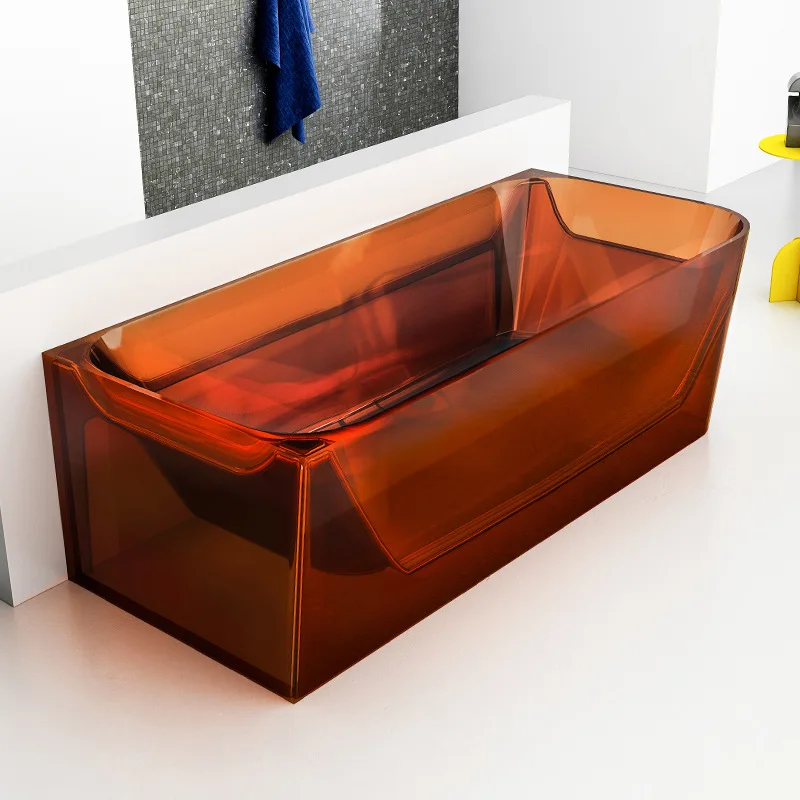 Transparent resin bathtub Household free rectangular Internet celebrity bathtub