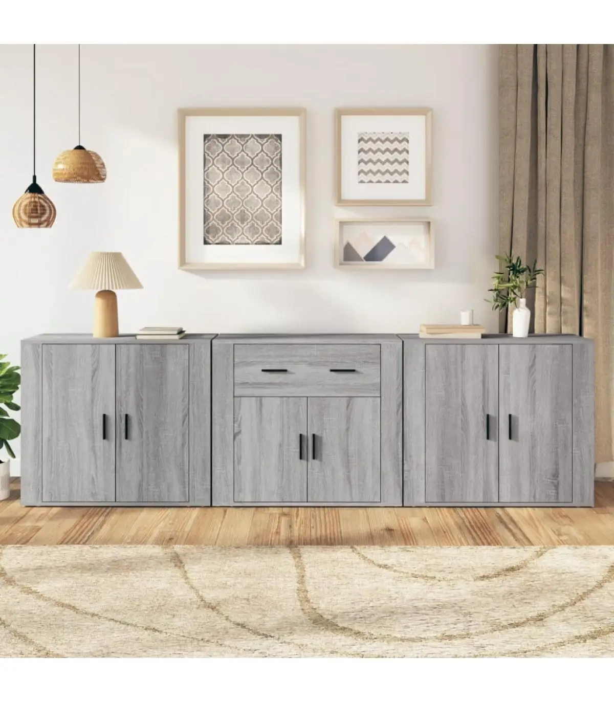 Sideboards 3 pieces Sonoma gray plywood