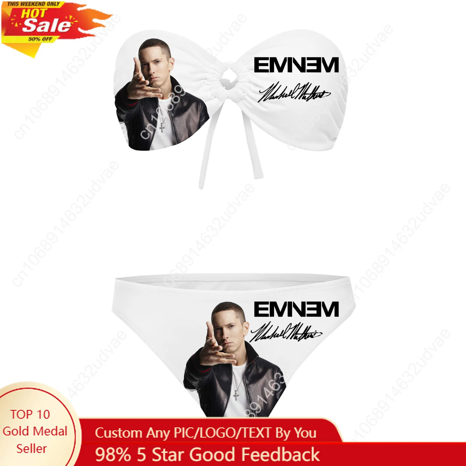 

Eminem Strapless Swimsuit Womens Bathing Suits Personalized Fashion Swimwear Pool Party Sexy Bikini Customize Beachwear