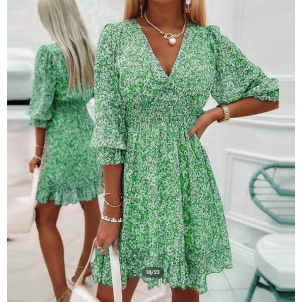 Women's dresses 2024 Summer Dress Fashionable High Waist Chiffon Floral Midi Dress Платье Шифоновое Korean Dress Платье Летнее