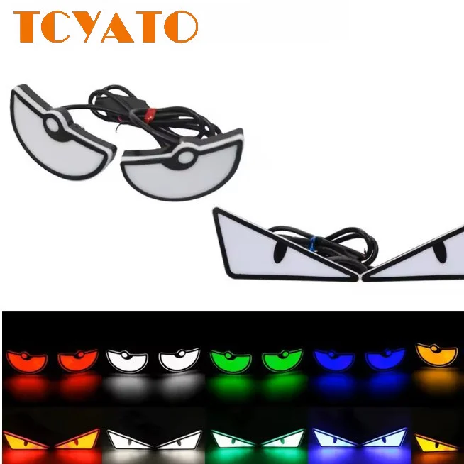 TCYATO 12V Motorcycle license plate warning light, triangular devil eye screw light, universal decorative vehicle light