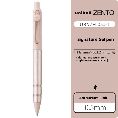 Imagen 1 del producto Bolígrafo de Gel con agarre de Metal modelo Uni Zento Flow, nuevos colores, tinta negra Premium de 0,38/0,5mm para escritura suave para negocios, diarios y sentadillas