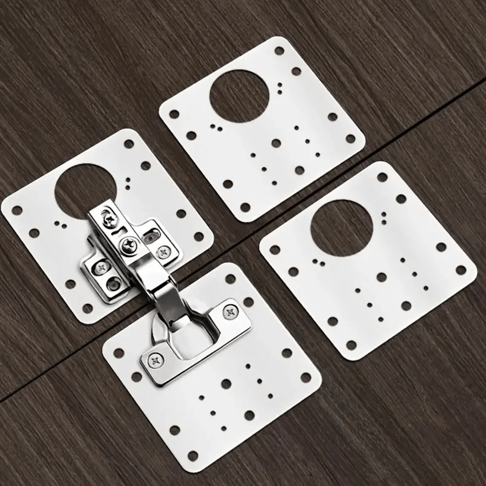 15 Sets Cabinet Hinge Repair Plate Furniture Door Hinge Fixing Plate Kit Kitchen Cupboard Door Hinge Mounting Furniture Hardware