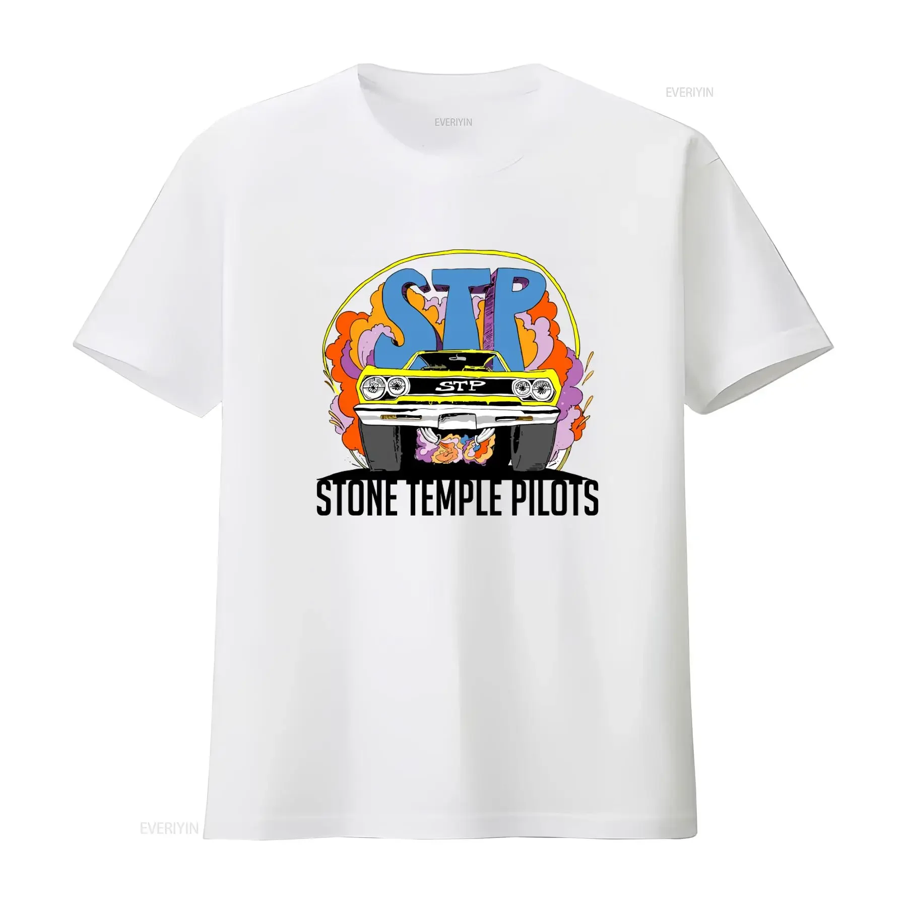 STP Grunge Band T Shirt Style with Cool Car Design for US Market vintage Washed Stretched Casual Versatile Slightly Unisex