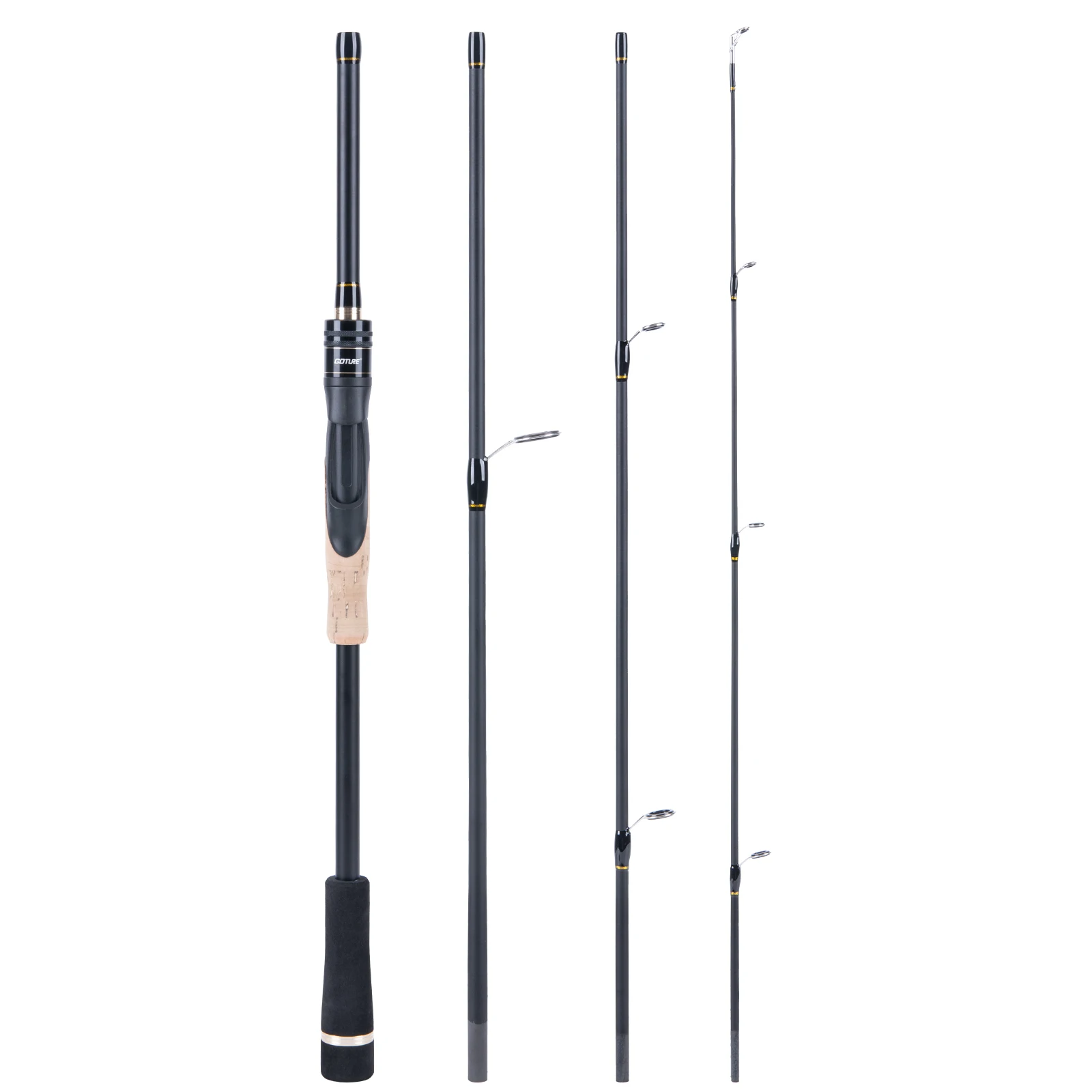 GOTURE VNOBLE 4 Section Spinning Casting Fishing Rod  1.98m 2.1m 30T Carbon Travel Lure Rod for Bass Pike Fishing Power MF