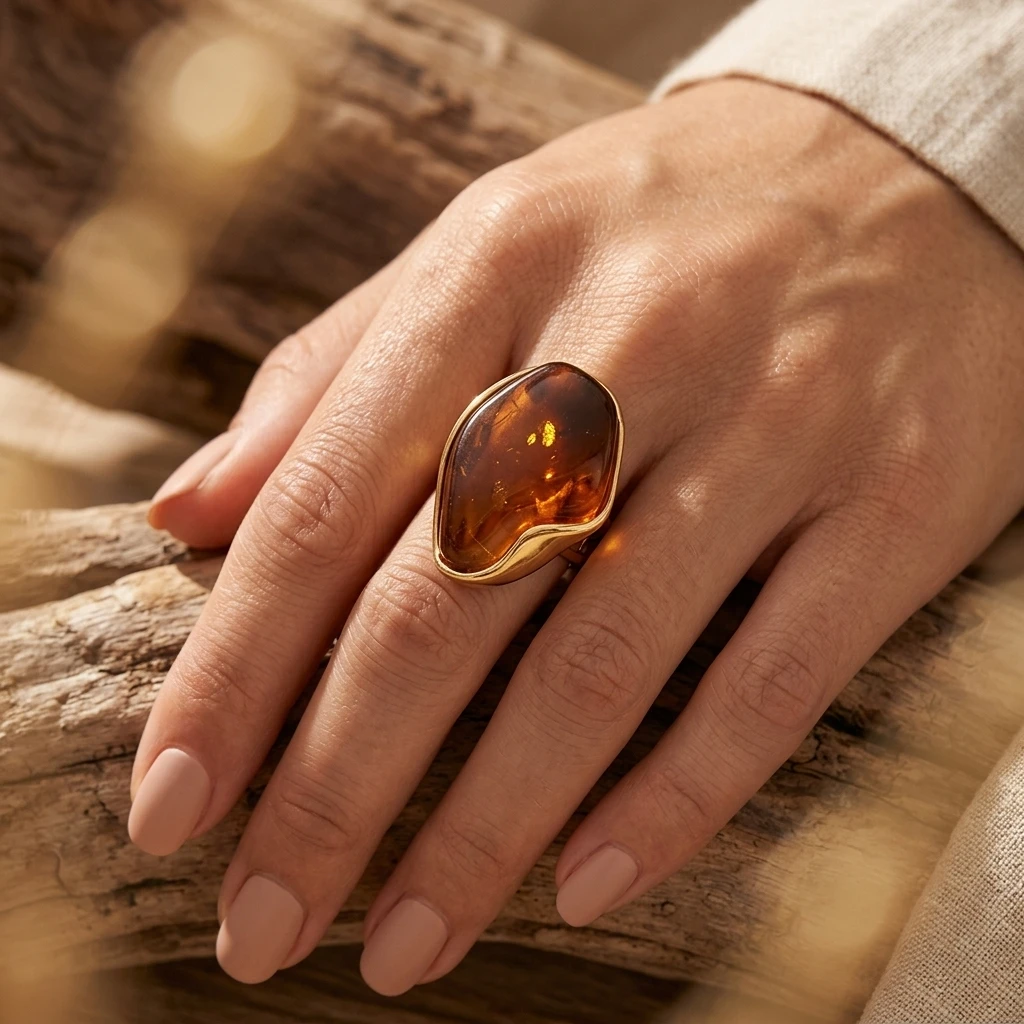 Bague ajustable résine colorée effet abstrait chic
