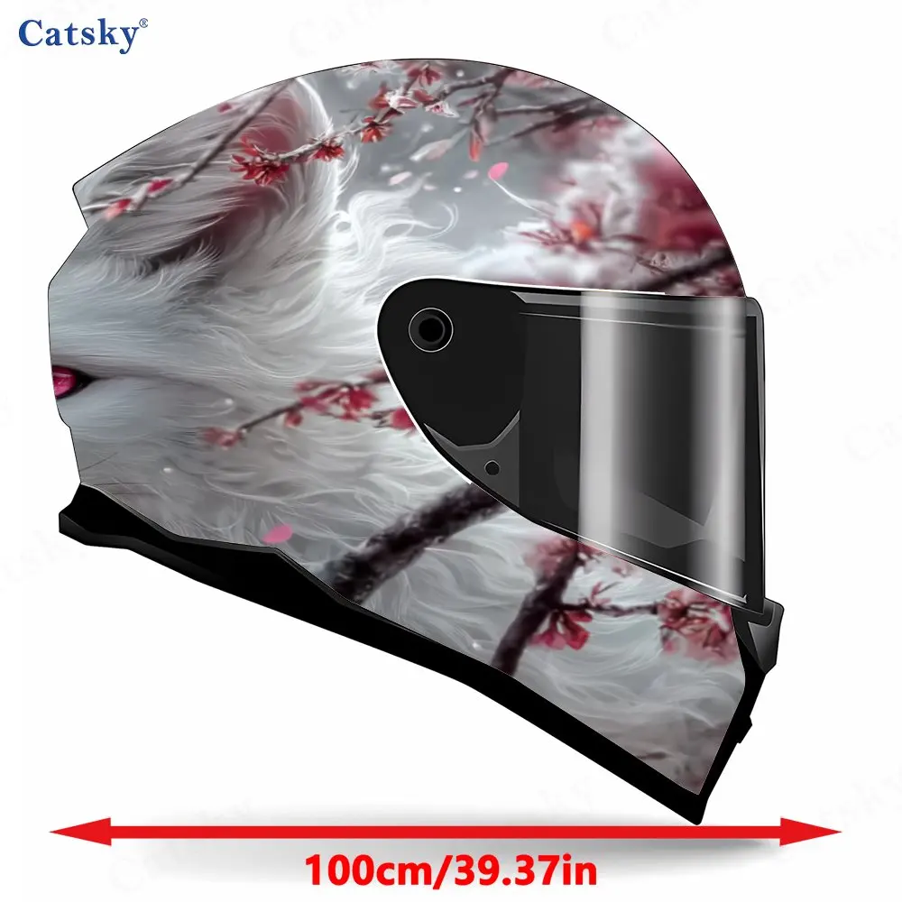 ملصقات خوذة الدراجة النارية ذات الثعلب الأبيض الدراماتيكي - مادة PVC متينة، ملصقات تزيين على طراز السباق، مقاومة للخدش ونحن #2