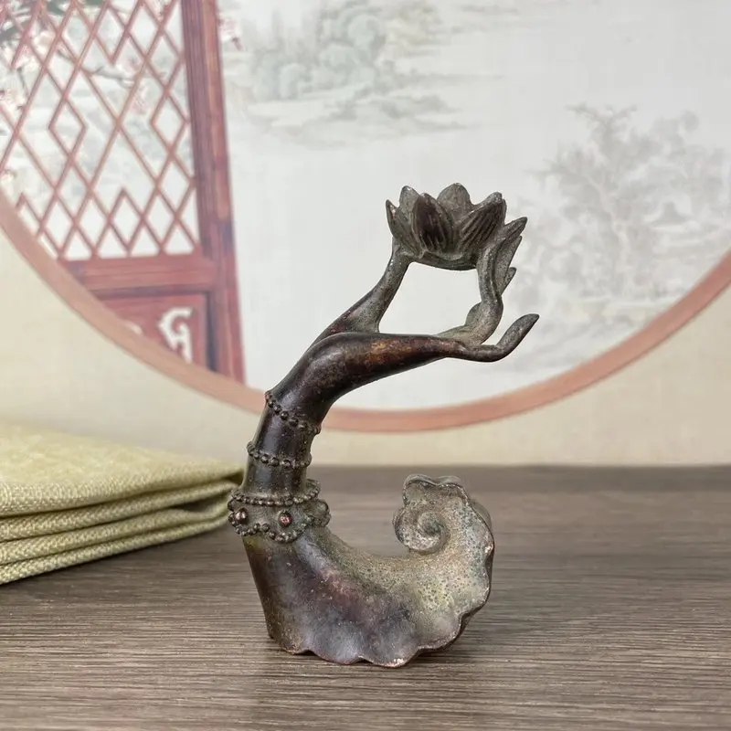 Buddha's Hand Lotus Backflow Burner, Classical Chinese Style Incense Holder, Alloy Ornament