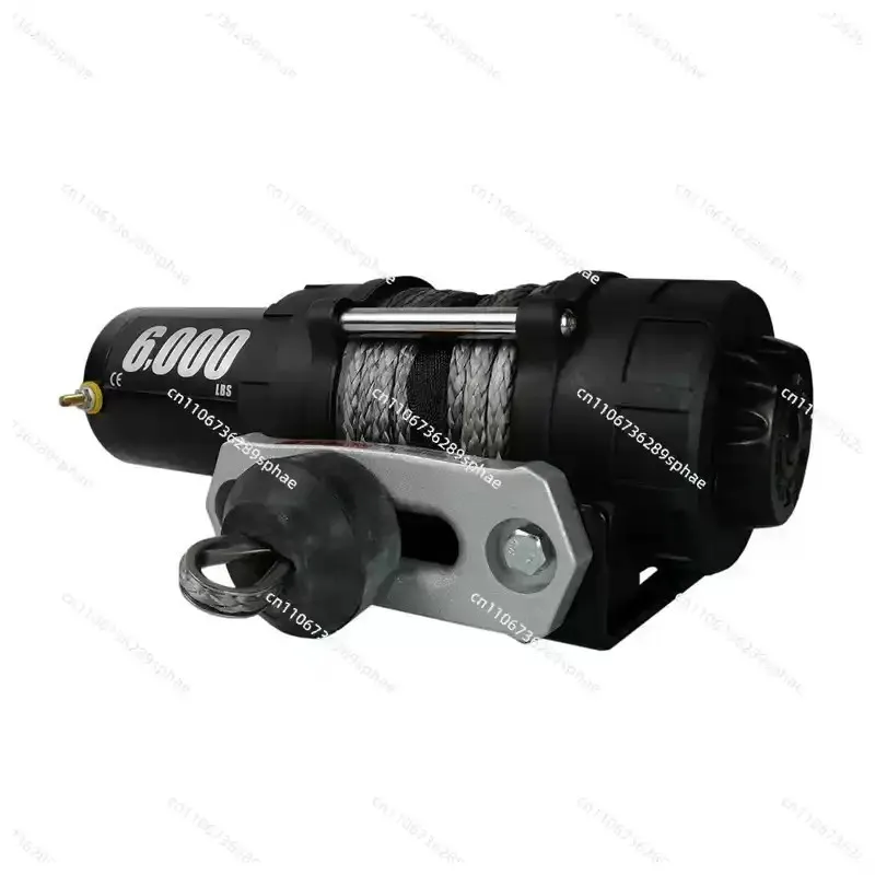 Electric Winch 6000lb Load Capacity Truck Winch Synthetic Rope with Wireless Remote Control, Powerful Motor