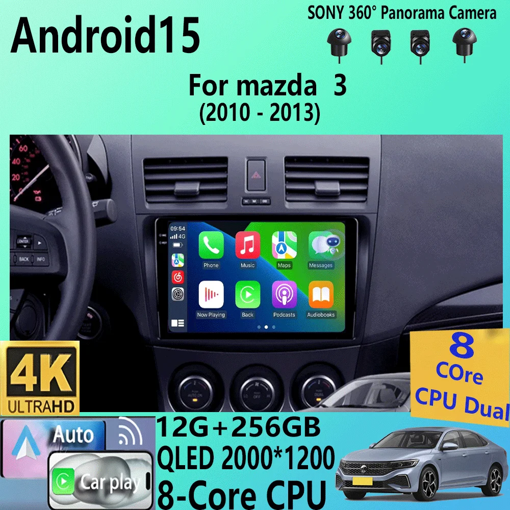 

Android 15 For Mazda 3 2010-2013 Video Player Car Radio Multimedia Stereo Navigation Carplay Speakers Head Unit Audio GPS 2 Din
